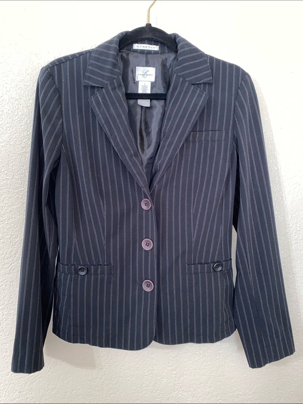 Emma James Black Pinstripe Blazer Jacket
